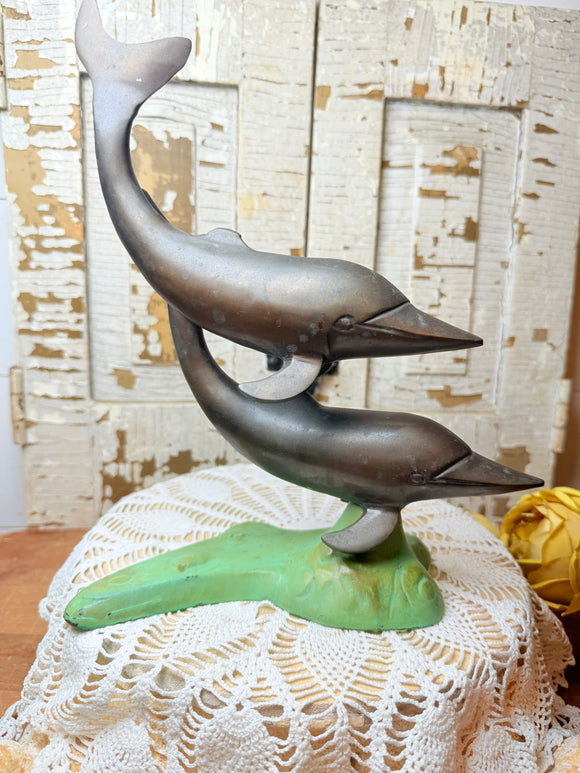 VINTAGE BRASS DOLPHINS STATUETTE