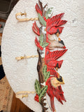 CARVED CARDINALS WALL HOOK DECOR