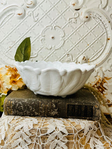 MILK GLASS VINTAGE LEAF BOWL