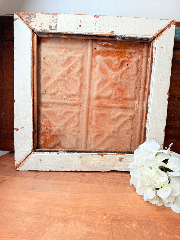CHIPPY VINTAGE FRAMED TERRACOTTA TILE DECOR