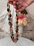 VINTAGE EARTH TONES WITH CLEAR BEAD NECKLACE
