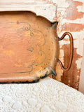 ANTIQUE HAMMERED COPPER LONG DETAILED TRAY