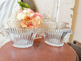 VINTAGE ORNATE GLASS SET OF CREAMER AND SUGAR BOWL