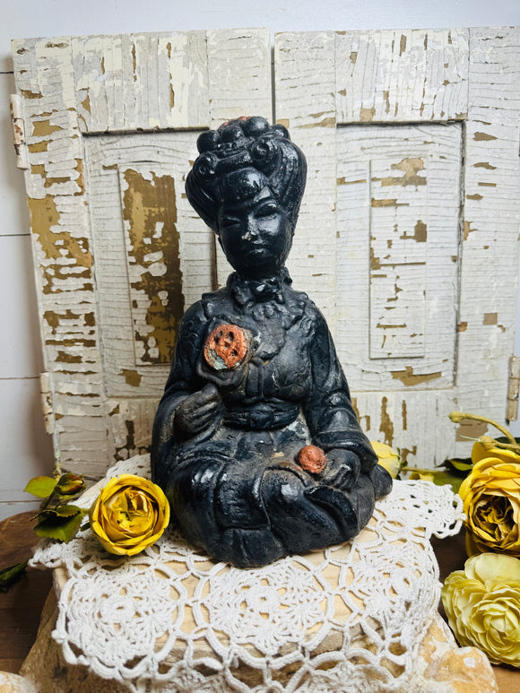 RARE ASIAN CONCRETE LADY STATUETTE
