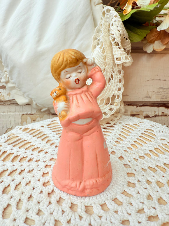 VINTAGE PORCELAIN SLEEPY GIRL BELL