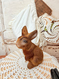 Antique flocked bunny, statuette ￼