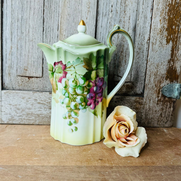 VINTAGE KOCH BAVARIA GRAPE PATTERN CHOCOLATE POT