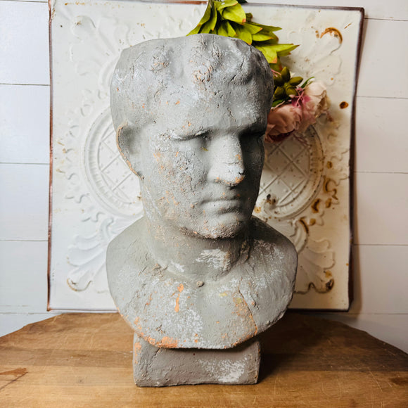 XL RARE ANTIQUE TERRACOTTA HEAD PLANTER