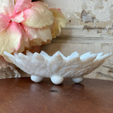 VINTAGE MILK GLASS SAWTOOTH DETAILED DISH
