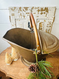 Antique brass and copper scuttle