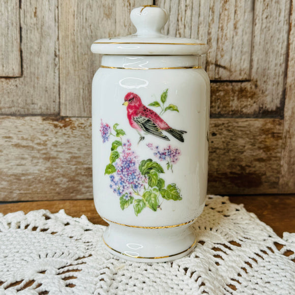 VINTAGE FLORAL BIRD GINGER JAR