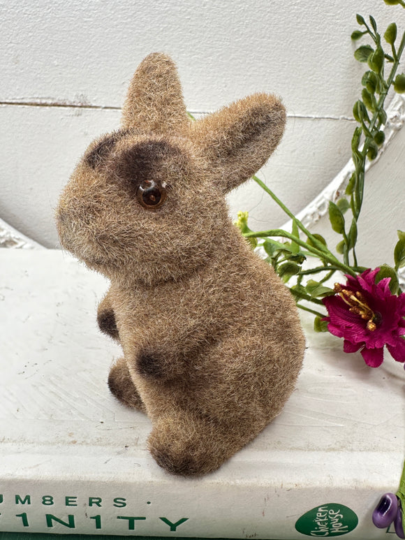 GLASS EYE FLOCKED BUNNY - 2 AVAILABLE