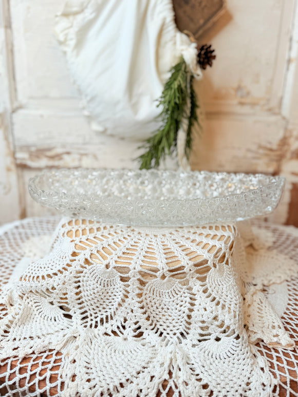ANTIQUE PRESSED GLASS CELERY TRAY