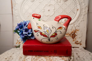 HANDPAINTED VIBRANT FLORAL ROOSTER TEAPOT