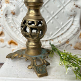 PERFECTLY PATINAD ANTIQUE BRASS DETAILED CANDLE HOLDER - 2 available