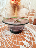VINTAGE GREEN DETAILED ONYX GLASS RARE BOWL HAND BLOWN PONTIL MARK