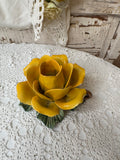 VINTAGE ITALY YELLOW ROSE ORNATE CANDLE HOLDER