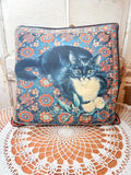 VINTAGE CAT THROW PILLOW