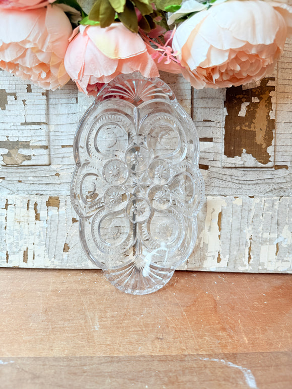VINTAGE CRYSTAL GLASS ORNATE RARE DISH PLATE