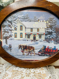 CHRISTMAS AT HOME VINTAGE WOOD FRAMED ART