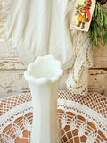 VINTAGE MILK GLASS FLUTED SWUNG DETAILED BUD VASE