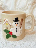 VINTAGE POTTERY 1981 HANDMADE SNOWMAN MUG