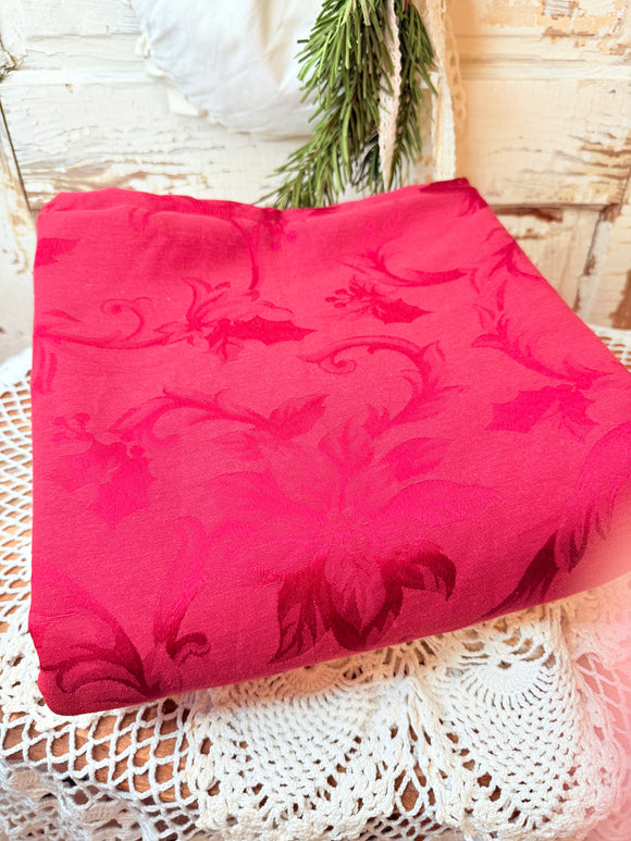 88x69” POINSETTIA VINTAGE TABLECLOTH