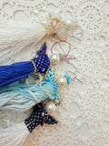 SET OF 4 VINTAGE BLUE SET ANGEL ORNAMENTS