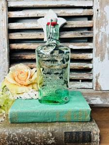 VINTAGE GREEN GLASS DETAILED BOTTLE - 2 AVAILABLE