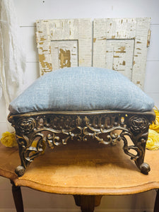 VINTAGE CAST IRON PILLOW TOP FOOT STOOL