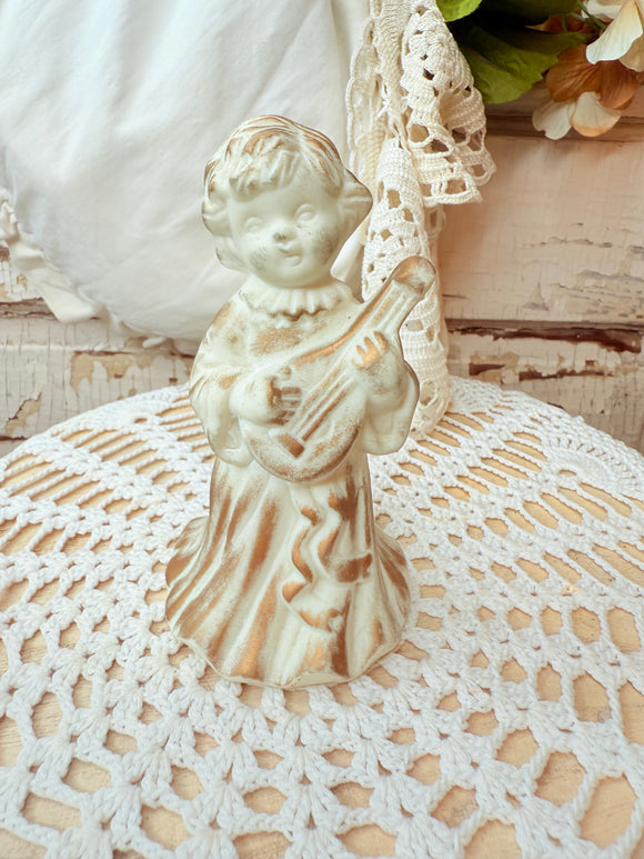 VINTAGE CHERUB  WITH VIOLIN ADORABLE BELL