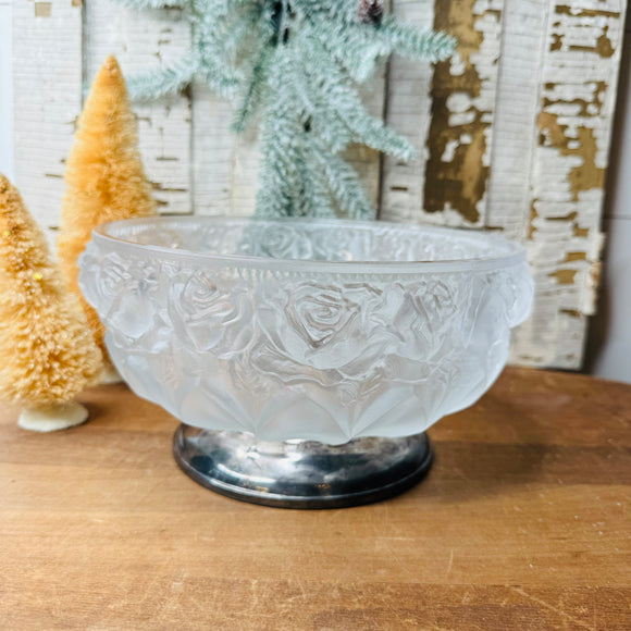 VINTAGE LEAD CRYSTAL ROSE BOWL