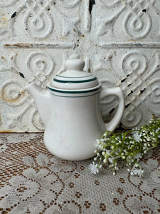 VINTAGE STONEWARE GREEN DETAILED CREAMER WITH TOPPER