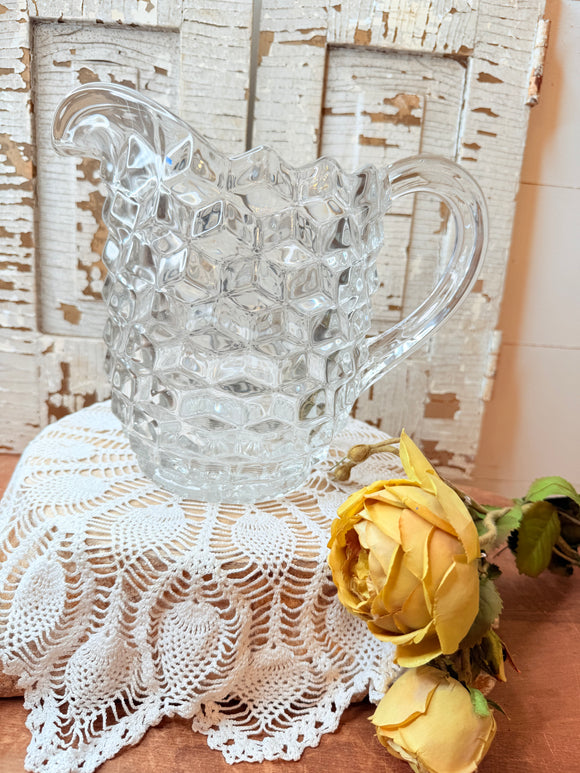 VINTAGE LARGE FOSTORIA BLOCK PITCHER