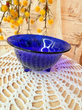 RARE COBALT BLUE 3 LEGS BOWL