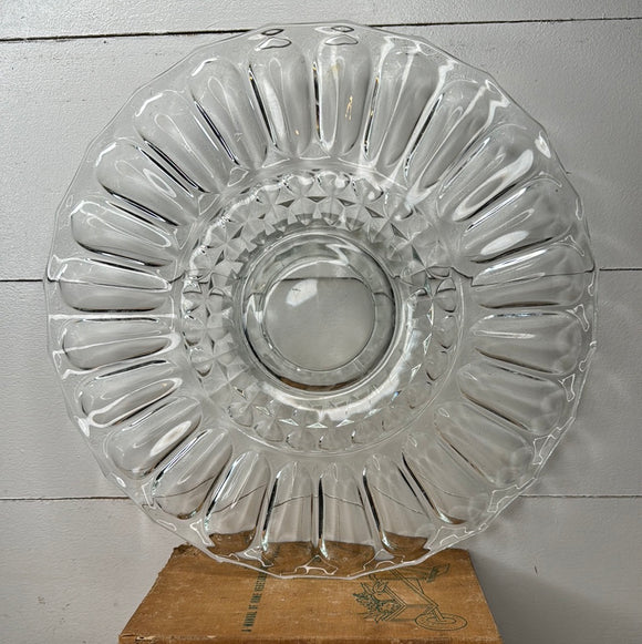 XXL CRYSTAL GLASS VINTAGE PLATTER ON PEDESTAL