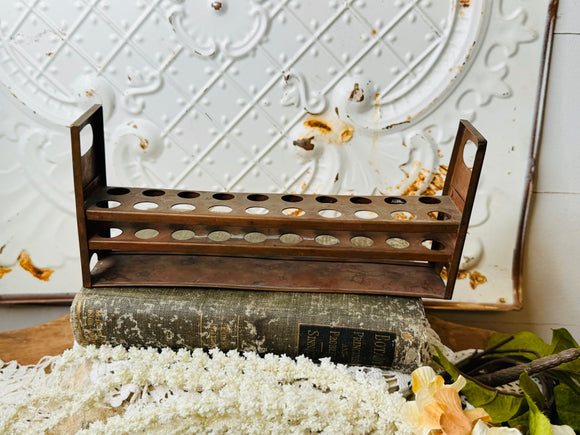 VINTAGE COPPER TEST TUBE RACK