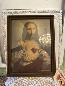 “SACRED HEART OF JESUS” LARGE FRAMED ART