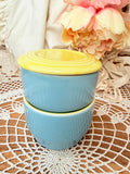 VINTAGE WESTINGHOUSE HALL CHINA BLUE AND YELLOW 3 PIECE SET