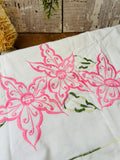 Pink floral embroidered fabric vintage