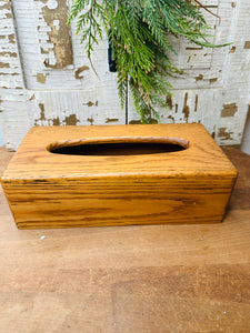 VINTAGE WOOD TISSUE BOX HOLDER