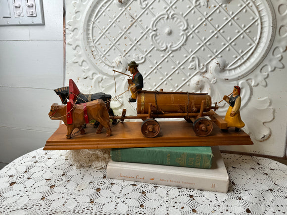 GERMAN FOLK ART HAND CARVED WAGON DECOR