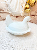 VINTAGE LARGE MILK GLASS HEN ON NEST