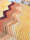 VINTAGE WOOL SUNFLOWER CHEVRON AFGHAN