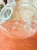 VINTAGE ETCHED GLASS FLORAL TEAPOT PITCHER