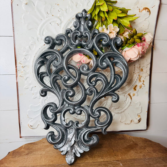 LARGE SILVERY SCROLL WALL PEDIMENT