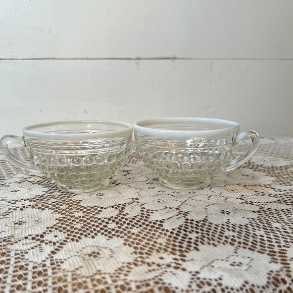 SET OF 2 MOONSTONE FENTON TEACUPS