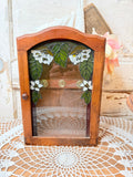 AMAZING VINTAGE STAINED GLASS HOOKS CABINET