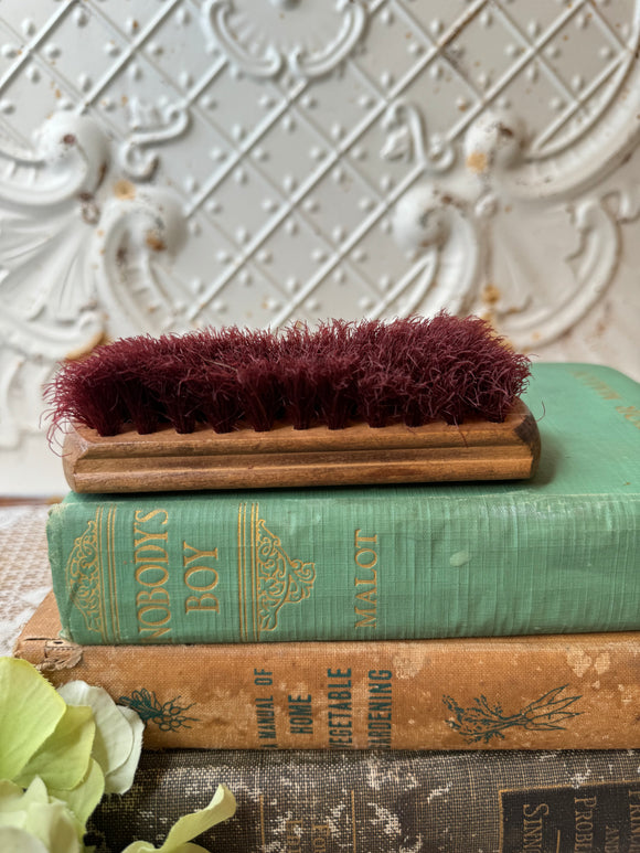 ANTIQUE SHOE BRUSH WITH BURGUNDY ACCENTS - 2 AVAILABLE