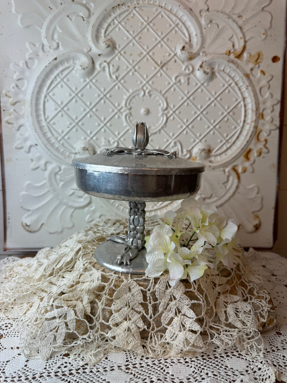 ALUMINUM TOP FLORAL PEDESTAL COMPOTE